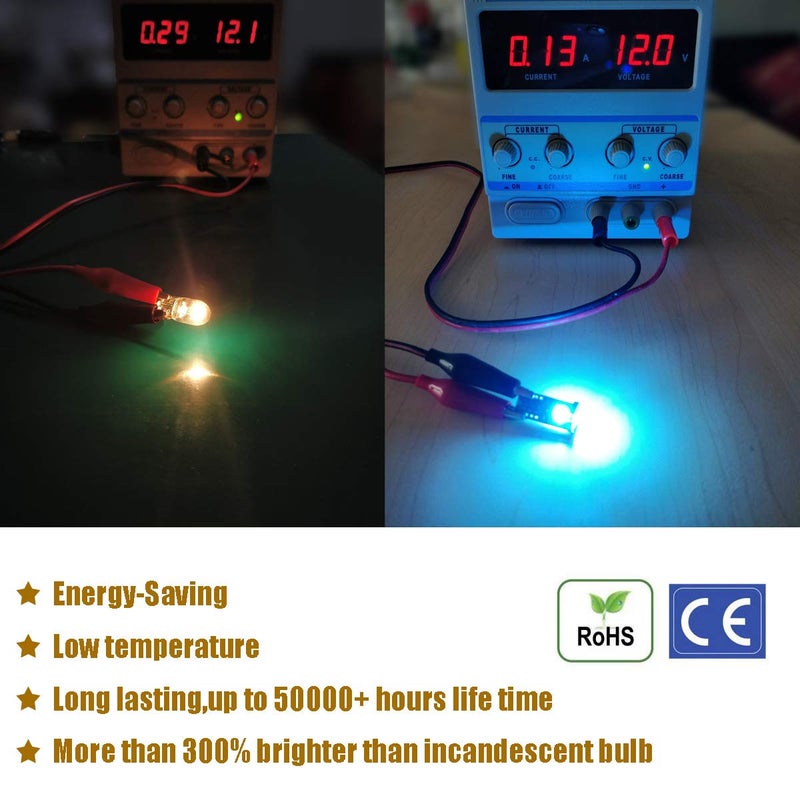 iBrightstar Extremely Bright Wedge T10 168 194 LED Bulbs for Car Interior Dome Map Door Courtesy License Plate Lights, Ice Blue - Image 4